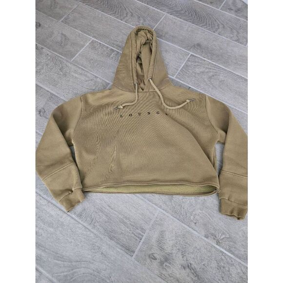 Women's‎ Lounge Apparel Cropped Sweatshirt Army Olive Green Hooded Size Small - Picture 1 of 7